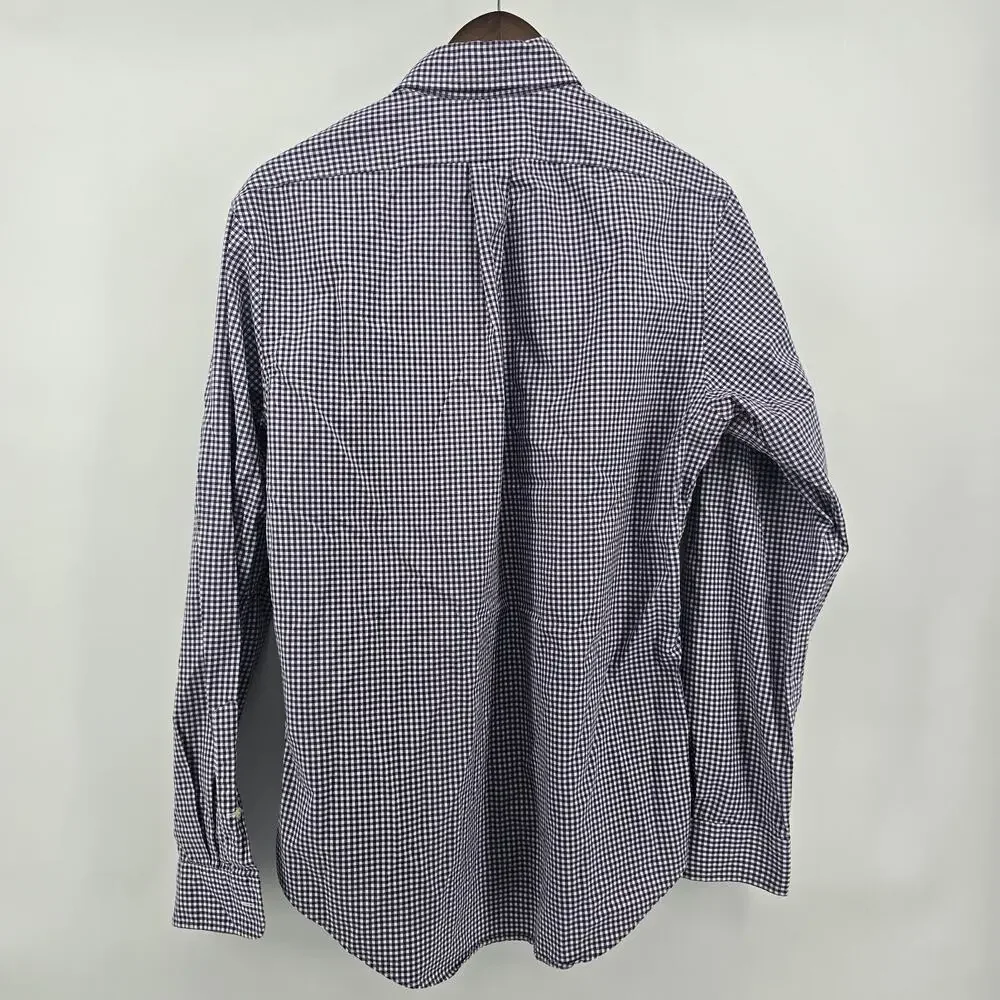 Polo Ralph Lauren Men Blue Gingham Button Down Shirt Size Medium custom fit Pony